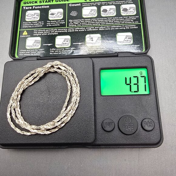 VTG Diamond Cut Rope Chain Necklace 20" 925 Italy Sterling Silver 2mm - Picture 8 of 9